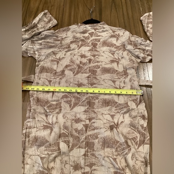 Zara Printed Jacquard Tie Waist Crinkle Wrinkle Effect Long Sleeve Midi Dress - Picture 6 of 9